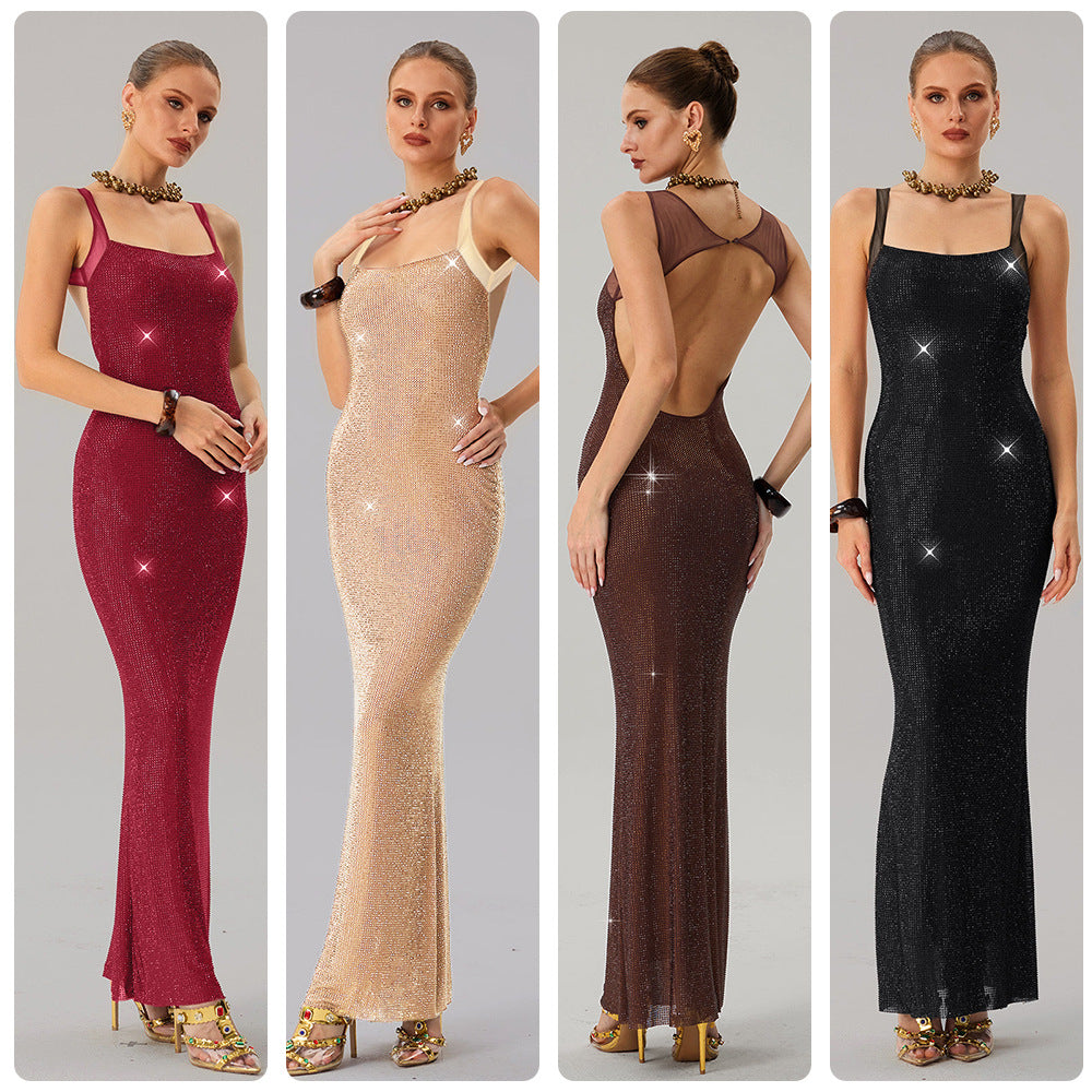 Damen Glamouröses Abendkleid mit funkelnden Pailletten und taillierter Silhouette Drune