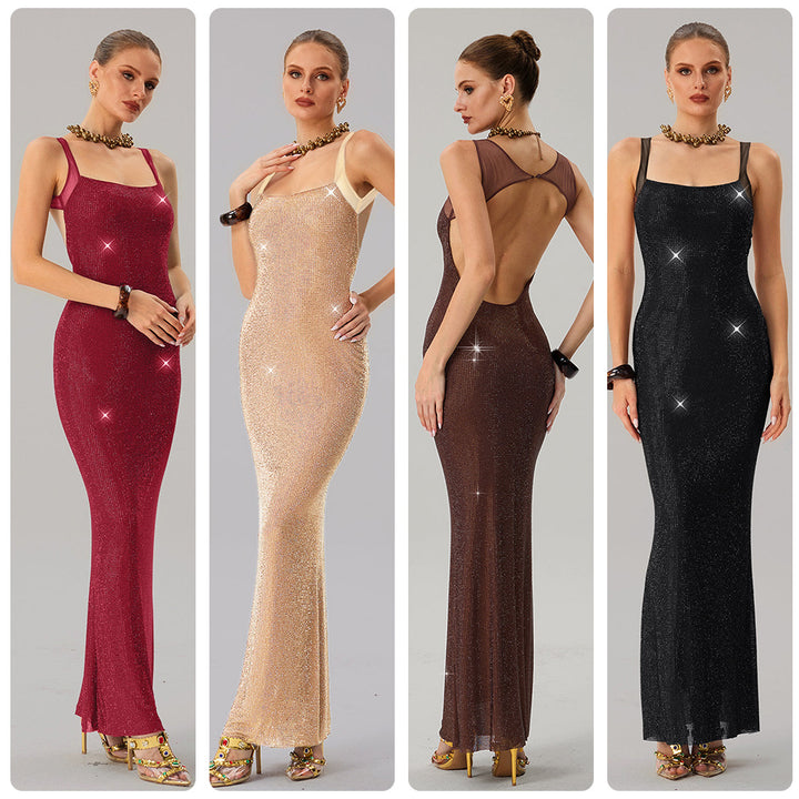 Damen Glamouröses Abendkleid mit funkelnden Pailletten und taillierter Silhouette Drune