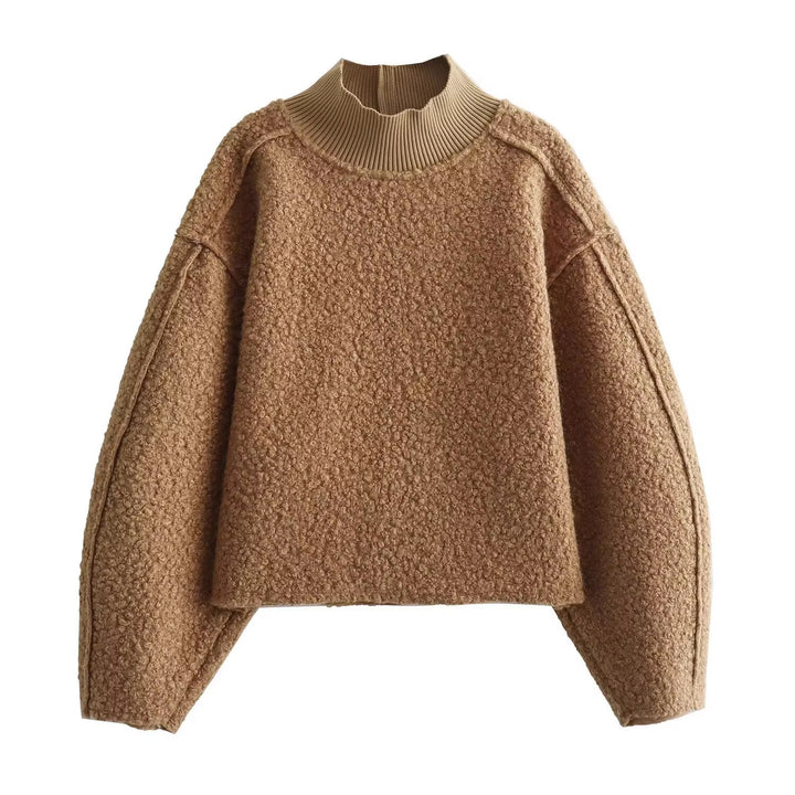 Damen Grobstrickpullover mit hohem Kragen Drune