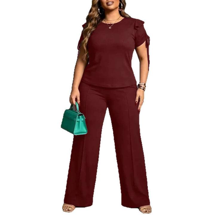 Damen Elegantes Freizeit-Anzugset mit Rüschendetails und weitem Schnitt Drune