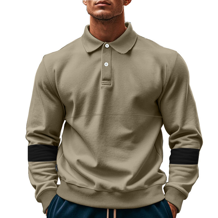 Herren modischer Langarmpullover mit poloartigen Details und kontrastierenden Ärmelbündchen Drune