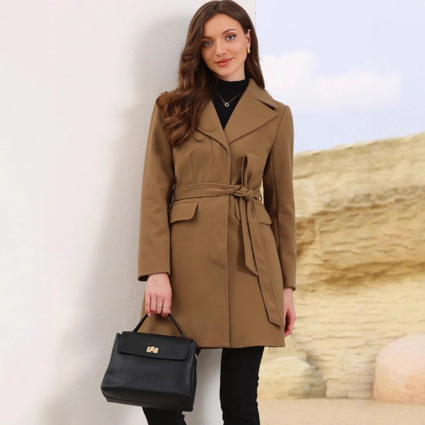 Damen elegante Übergangsjacke mit modernem Kragen und Knopfverschluss Drune