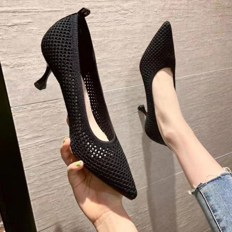 Damen elegante Spitzen-Pumps mit perforiertem Obermaterial Drune