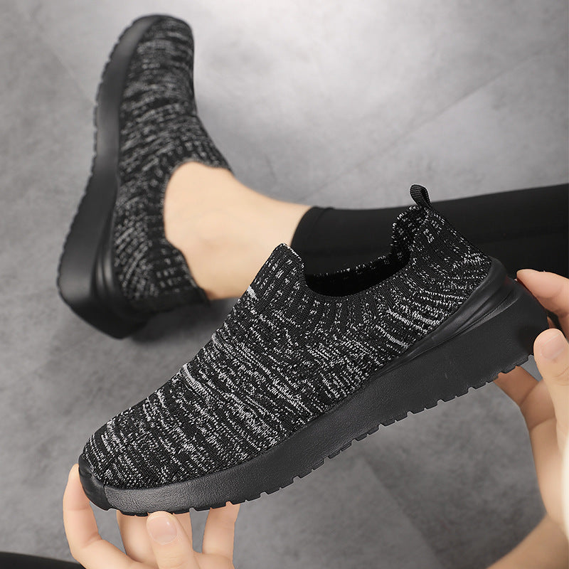 Damen nan sockenähnlicher Komfort-Slipper mit strukturiertem Strickobermaterial und gedämpfter EVA-Keilsohle Drune