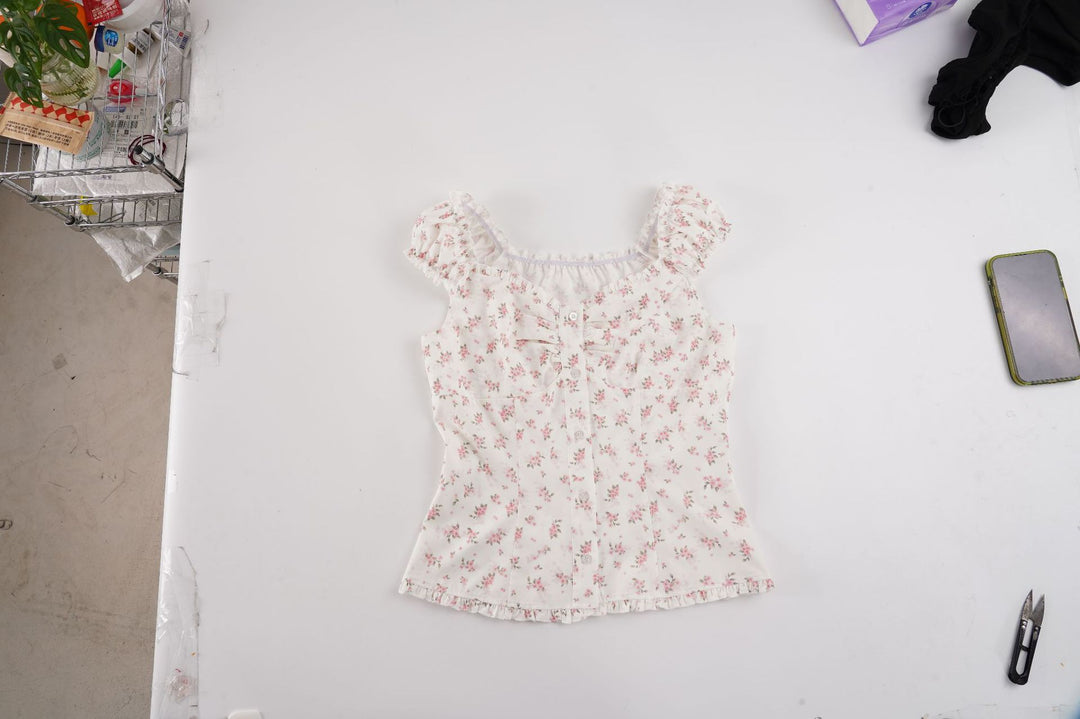 Damen Blusenshirt mit floralem Design und Rüschendetails Drune