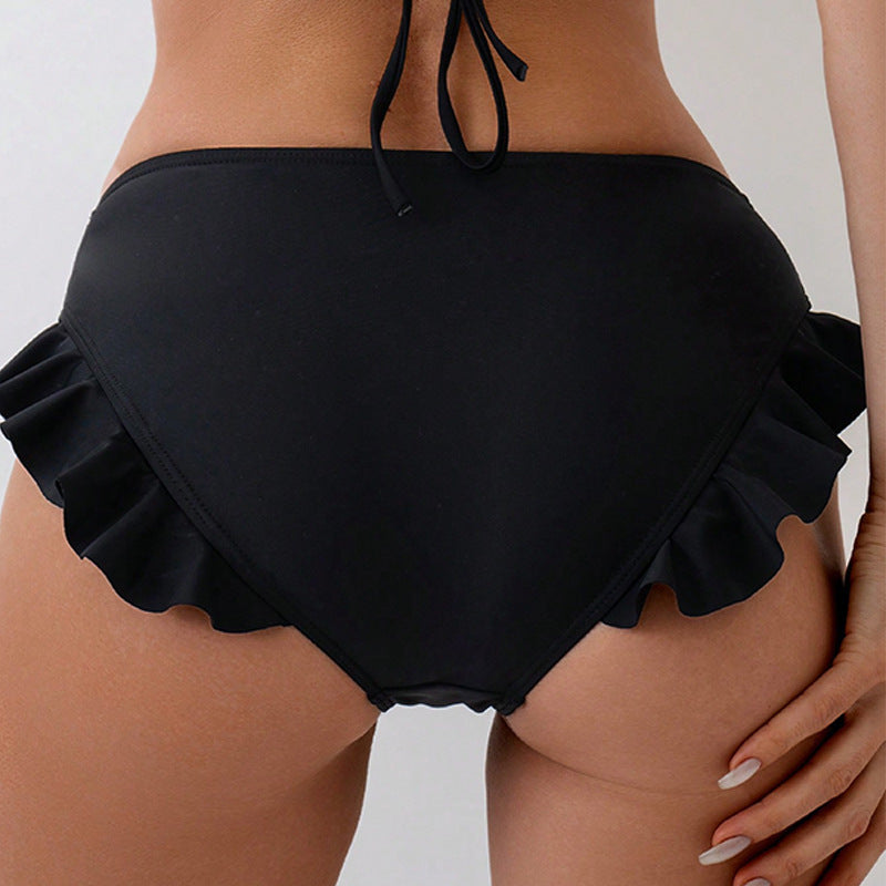 Damen Bikinihose mit verspieltem Rüschendesign und hohem Bund Drune