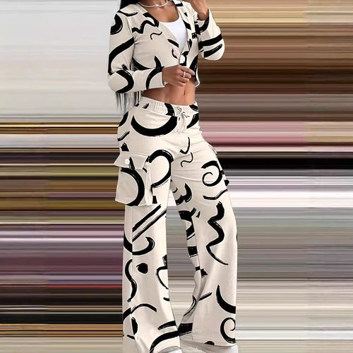 Damen lässiger Freizeitanzug mit kreativem Muster und bequemen Cut Drune