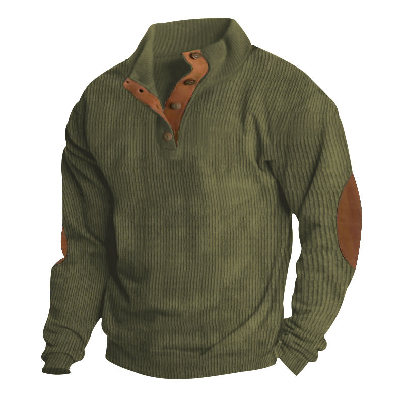 Herren Wellenstruktur-Pullover mit Lederakzenten Drune