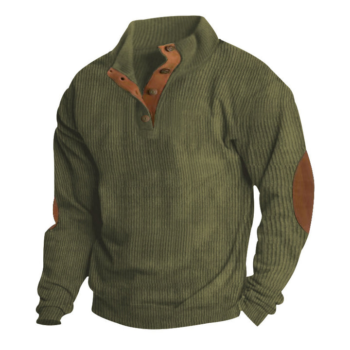 Herren Wellenstruktur-Pullover mit Lederakzenten Drune