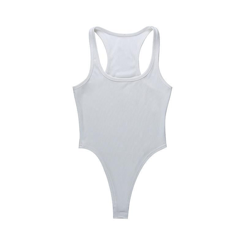 Damen Bodysuit mit tiefem Ausschnitt und breiten Trägern Drune