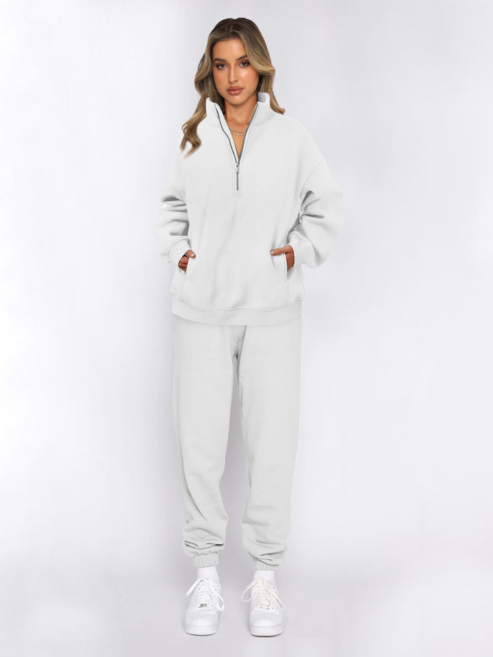 Damen sportliches Freizeit-Set mit hohem Kragen und praktischen Taschen Drune