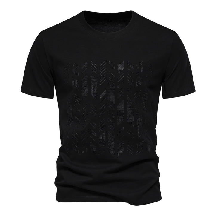 Herren nan Rundhalsshirt aus Baumwollmix mit geometrischer Laserperforation und geradem Schnitt Drune