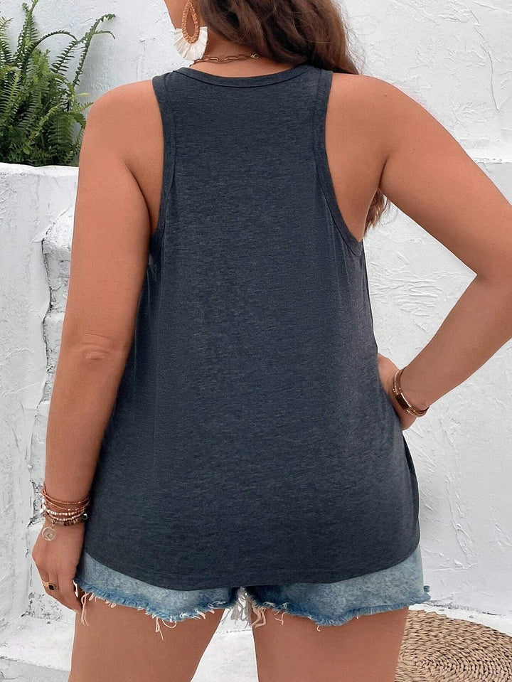 Damen ärmelloses Freizeitshirt mit trendigem Grafikdesign Drune