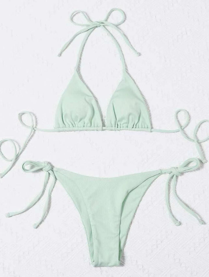 Damen Triangel-Bikini mit verstellbaren Bindebändern und feinem Rippendesign Drune