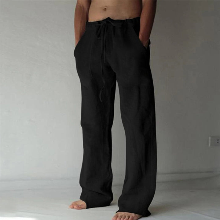 Herren nan lockere Leinenhose mit weitem Bein und Kordelzugbund Drune