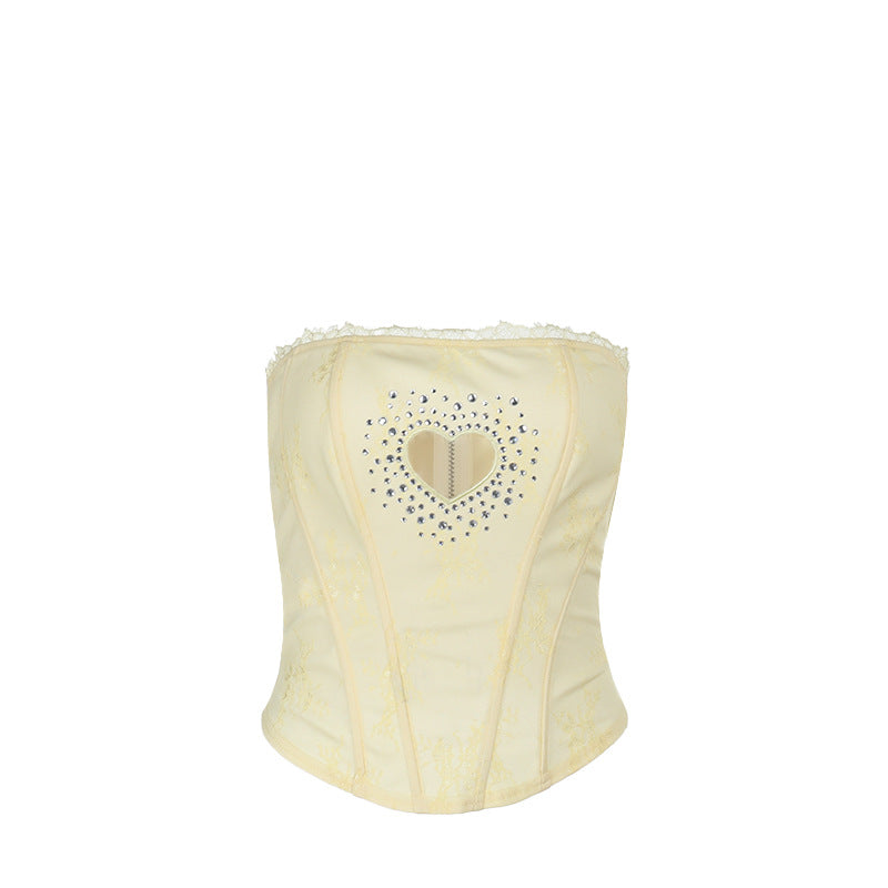 Damen Bustier-Top mit herzförmigem Ausschnitt und edlen Strassdetails Drune
