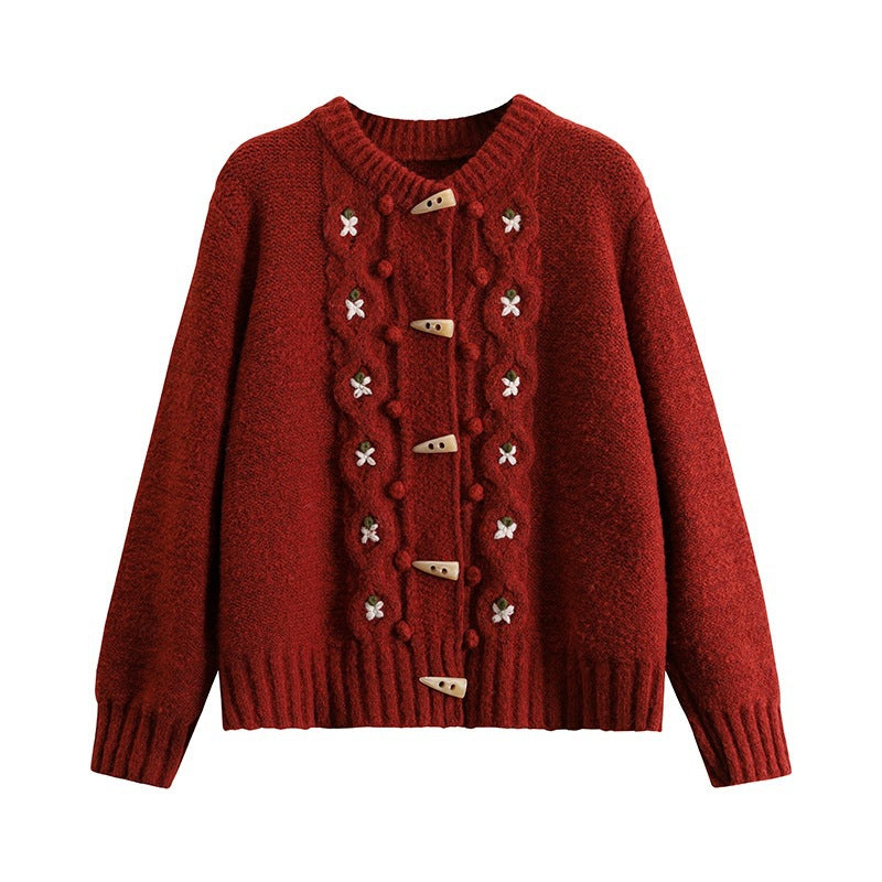 Drune | Strick Strickjacke mit Blumenmuster