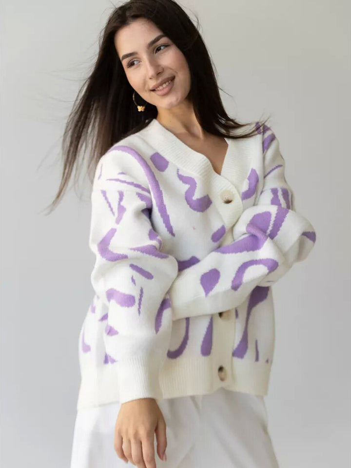 Damen Gemütlicher Strickcardigan mit einzigartigem Muster Drune