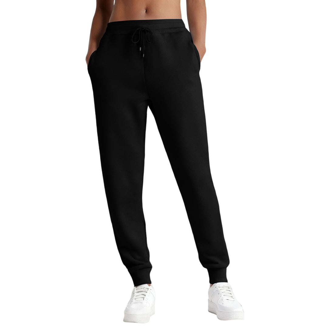 Damen nan schmale High‑Waist Sweat-Jogginghose mit hohem Komfortbund, verstellbarem Kordelzug und elastischen Knöchelbündchen Drune