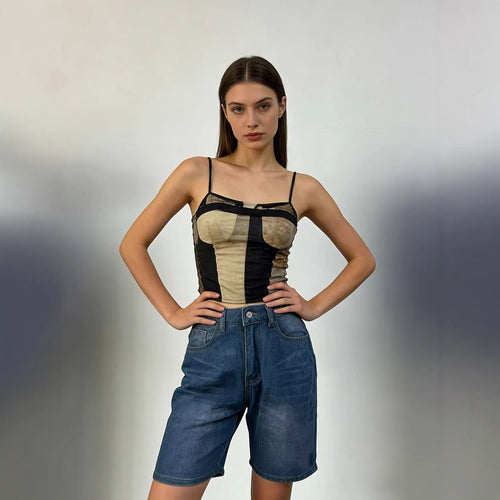 Damen figurbetontes Cropped Oberteil mit Stehkragen und kurzen Ärmeln Drune