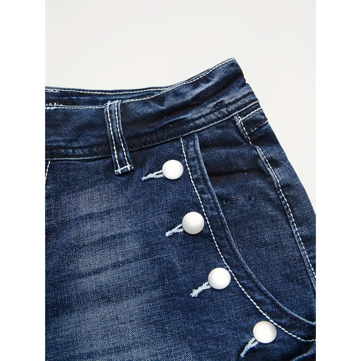 Damen Hochgeschnittene Denim-Shorts mit Knopfdetails Drune