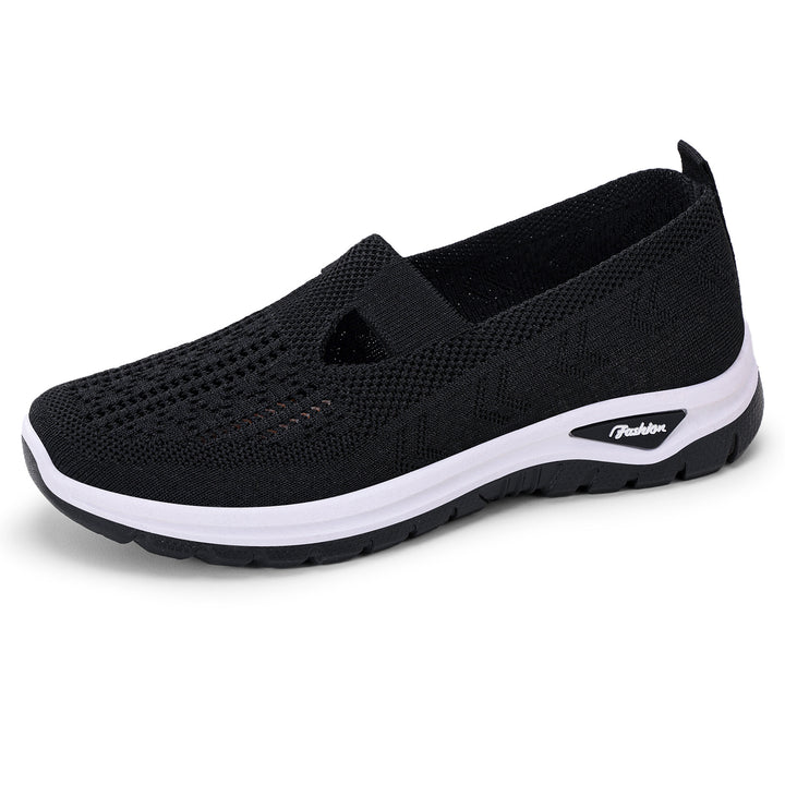 Damen nan gestrickter Schlupfsneaker mit atmungsaktivem Obermaterial und stoßdämpfender Profilsohle Drune