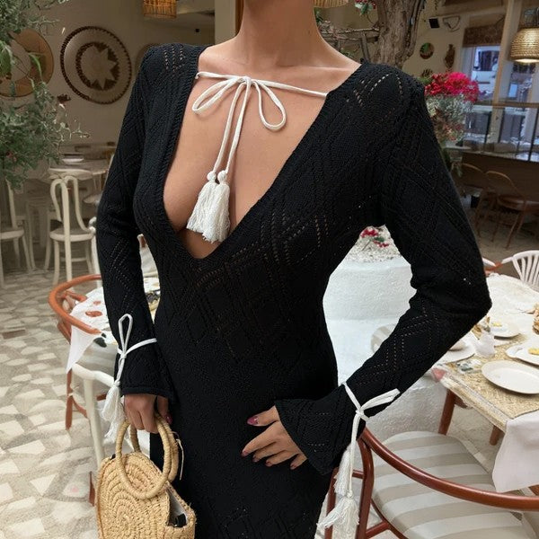 Damen Maxikleid mit eleganter Struktur Drune