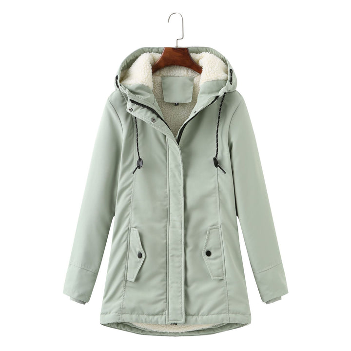 Damen warme Fleecegefütterte Parka-Jacke mit verstellbarem Taillenzug Drune