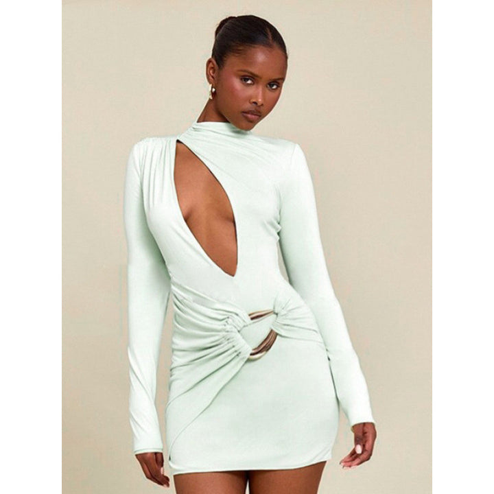 Damen Enganliegendes Minikleid mit raffiniertem Wickeldesign und tiefem Ausschnitt Drune
