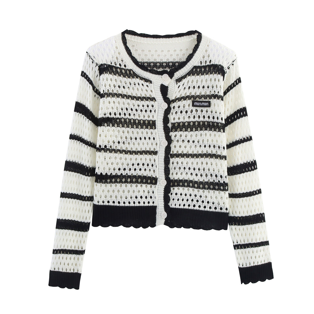 Damen luftige Strickjacke mit modernen Streifen Drune
