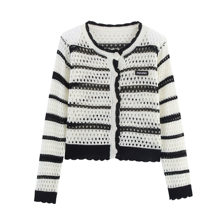 Damen luftige Strickjacke mit modernen Streifen Drune