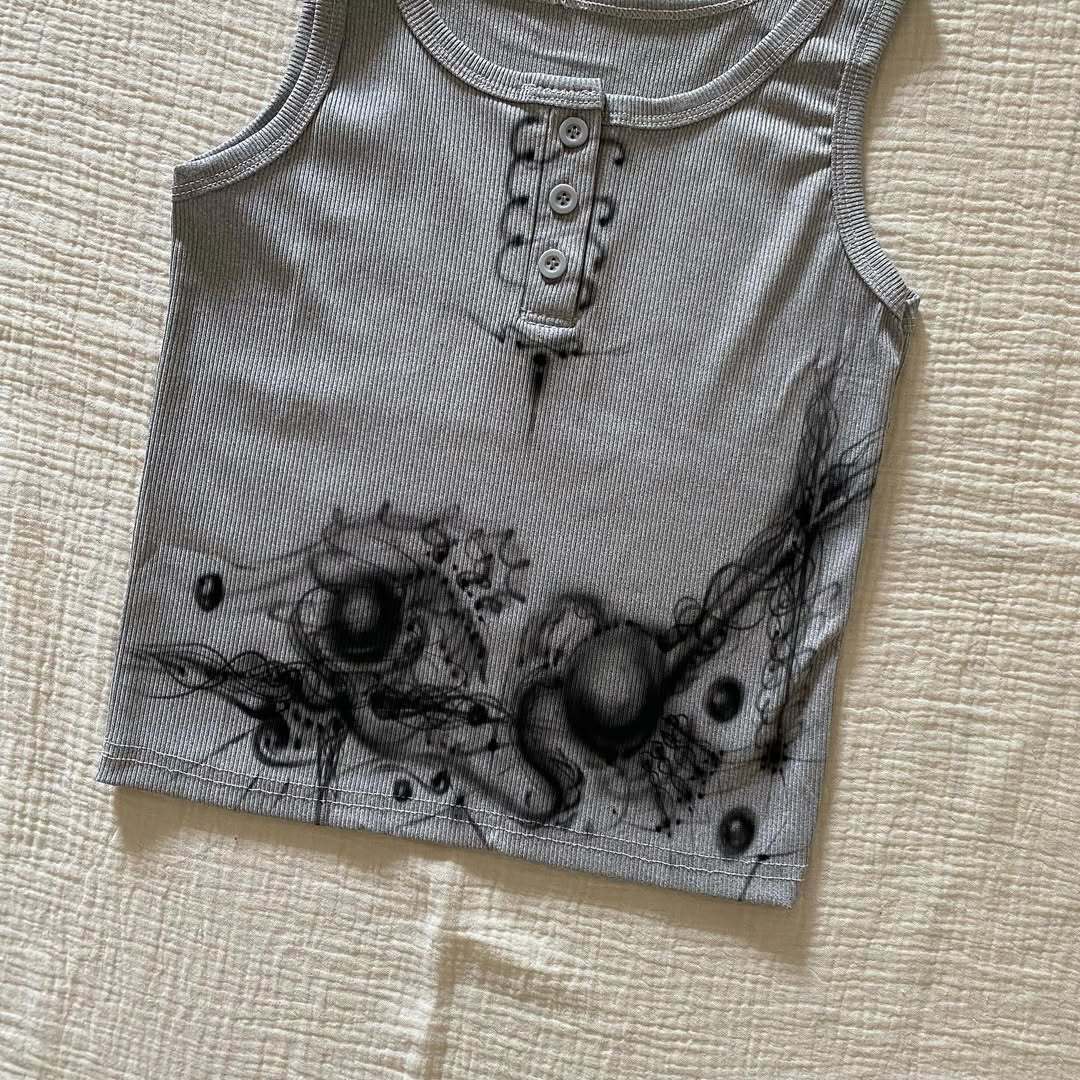 Damen körperbetontes Tanktop mit kreativem Grafikdruck Drune