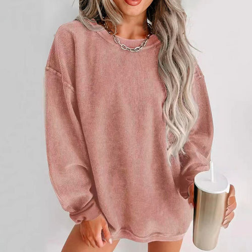 Damen Lässiges Sweatshirt mit Rippstruktur und weitem Schnitt Drune