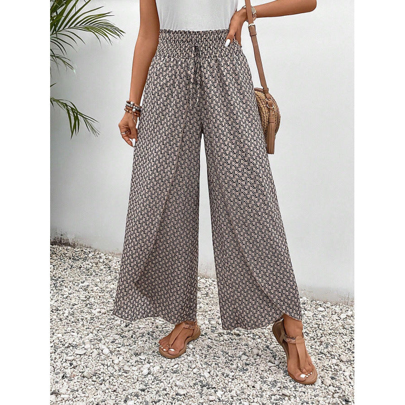 Damen weite Palazzo-Hose mit elastischem Bund und angesagtem Muster Drune