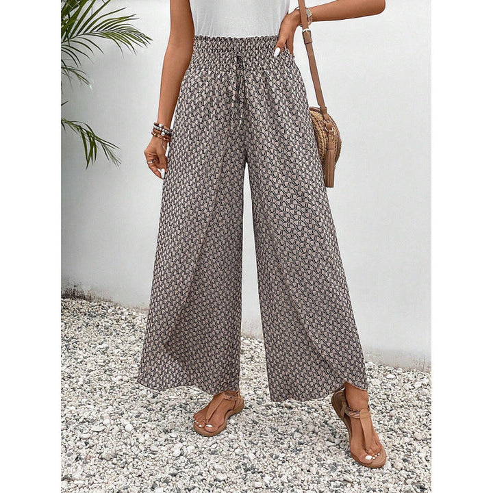 Damen weite Palazzo-Hose mit elastischem Bund und angesagtem Muster Drune