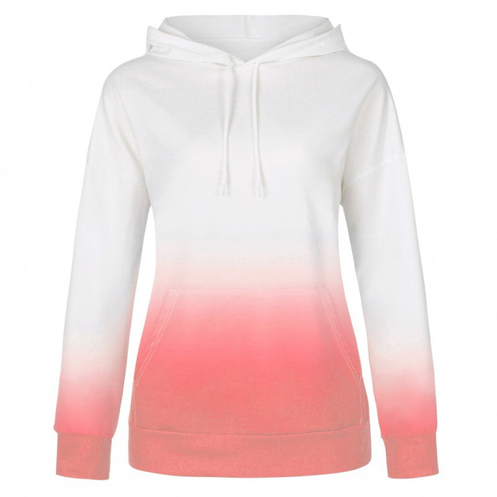 Damen Kapuzenpullover mit modernen Farbverlauf und praktischen Kängurutaschen Drune