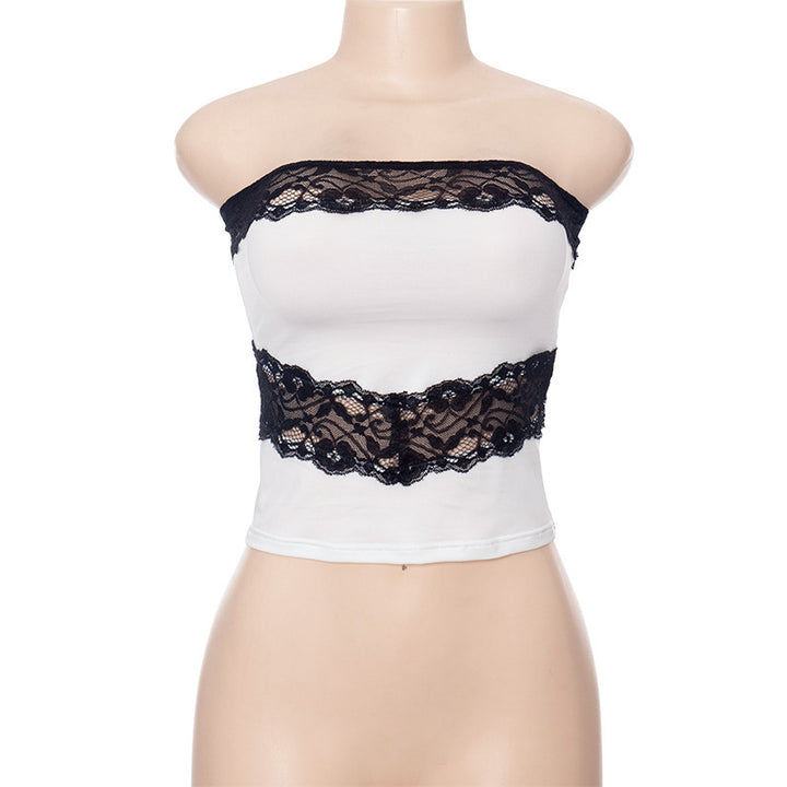 Damen Bandeau-Oberteil mit elegantem Spitzenbesatz und figurschmeichelnder Passform Drune