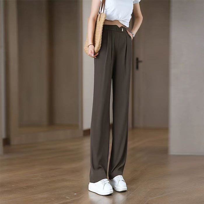 Damen Fließende Hochbundhose mit eleganten Falten Drune