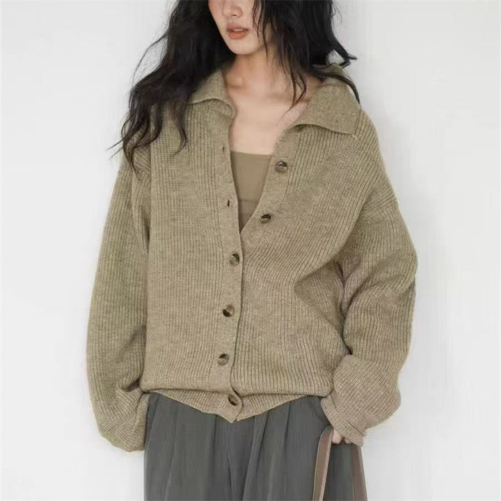 Damen lässiger Strickcardigan mit Button-Down-Verschluss und oversized Schnitt Drune