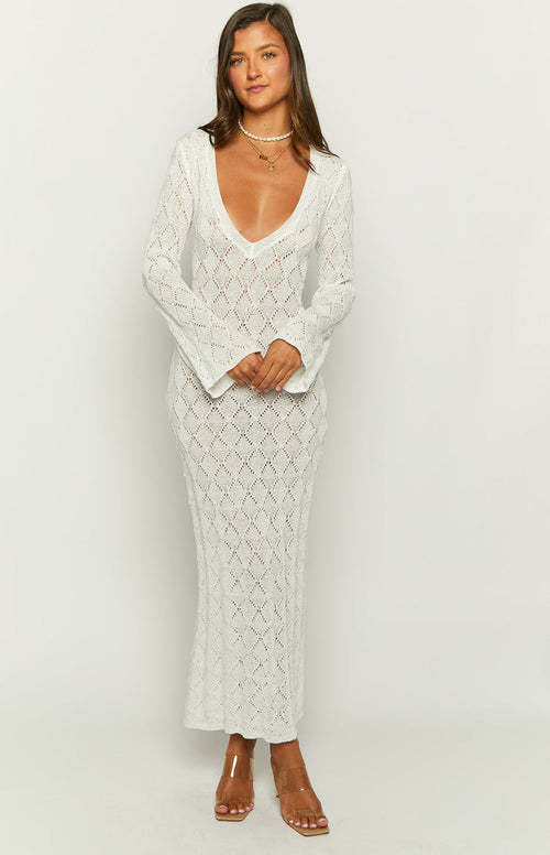 Damen Langarm Spitze Kleid Drune