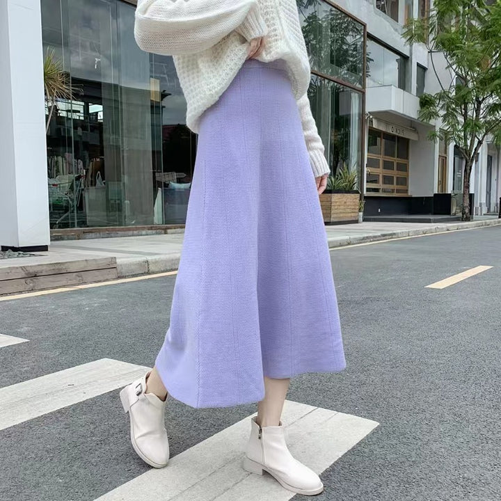 Damen Eleganter Midi-Rock mit legerem Schnitt und dekorativem Texturmuster Drune