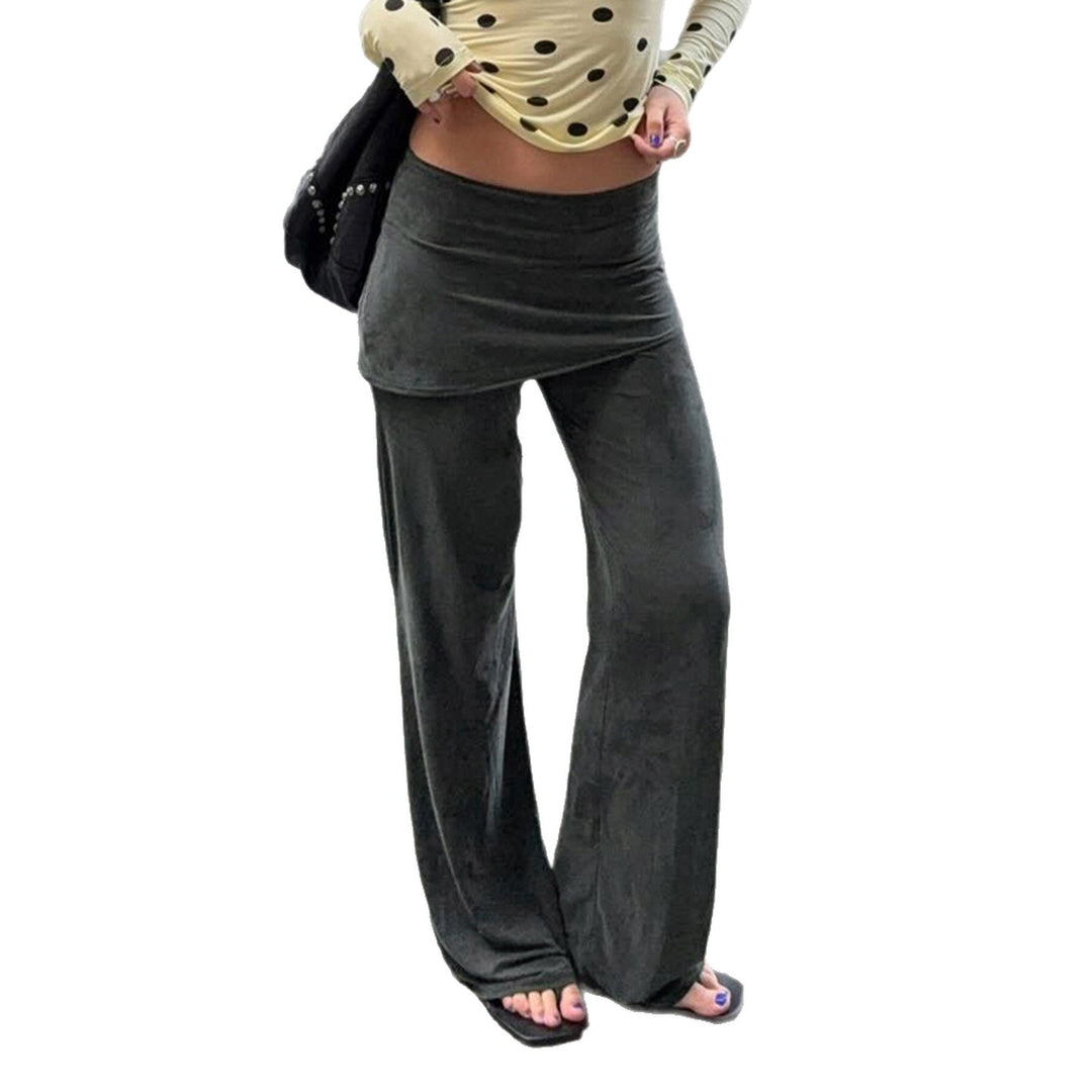 Damen weite Flared-Pants aus luxuriösem Veloursstoff Drune
