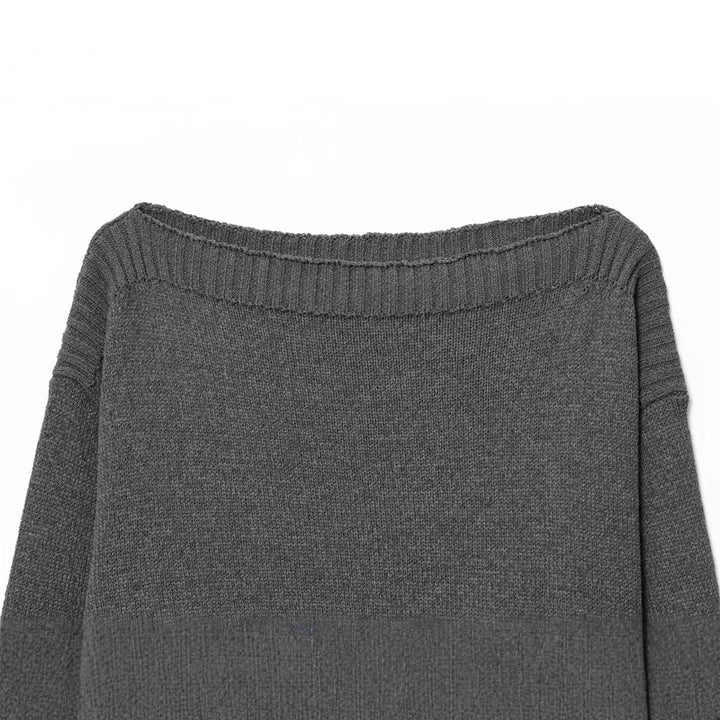 Damen lockerer Strickpullover mit überschnittenen Schultern und breitem Bündchen Drune