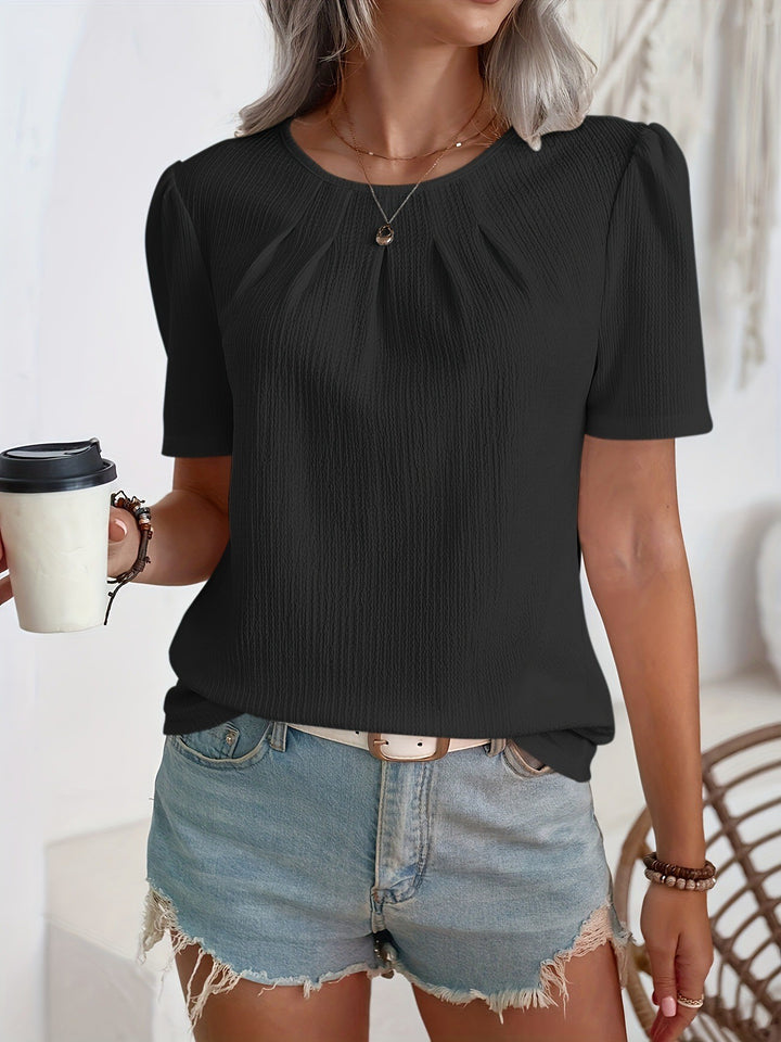 Damen Modisches Oberteil mit strukturiertem Design und Puffärmeln Drune
