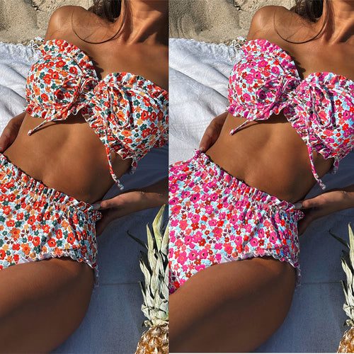 Damen Bandeau-Bikini mit verspielten Rüschendetails Drune
