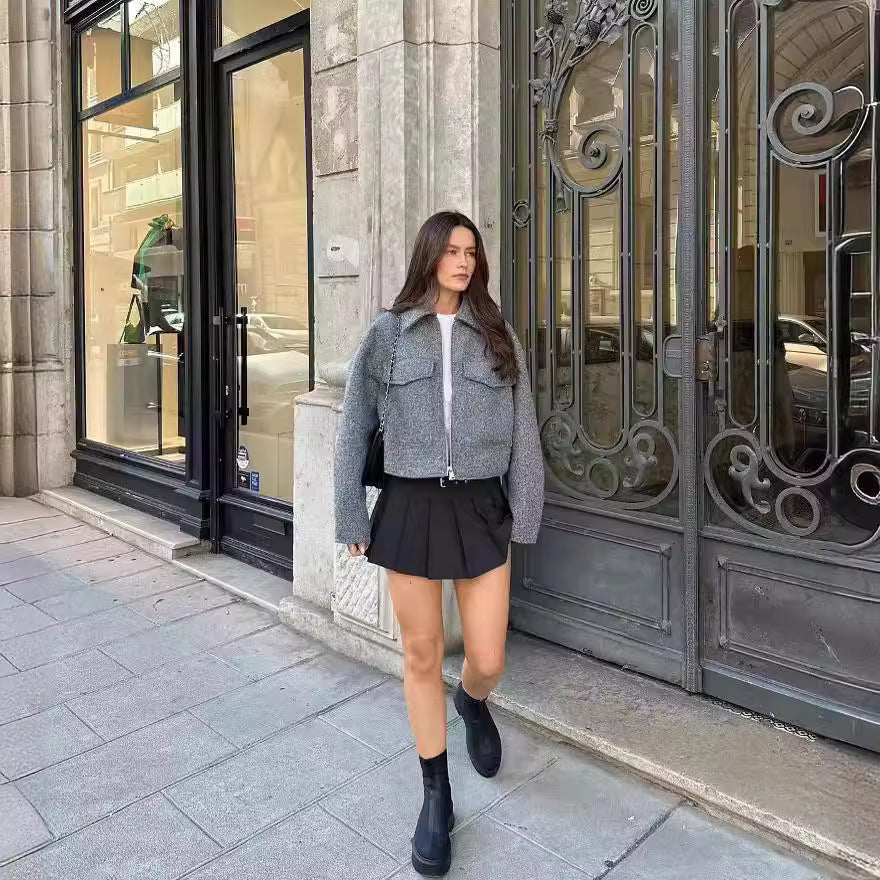Damen modische cropped Wolljacke Drune