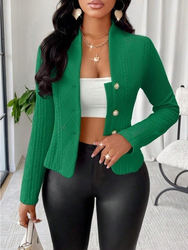 Damen Mode Blazer mit strukturiertem Design und glänzenden Knöpfen Drune