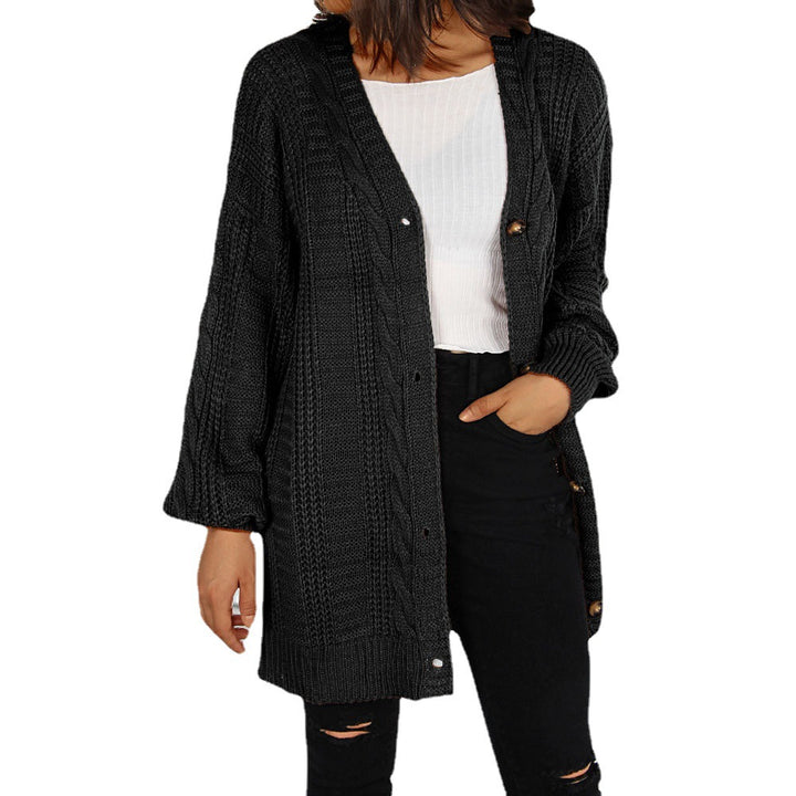 Damen Grobstrick-Cardigan mit eleganter Knopfleiste und weiten Ärmeln Drune