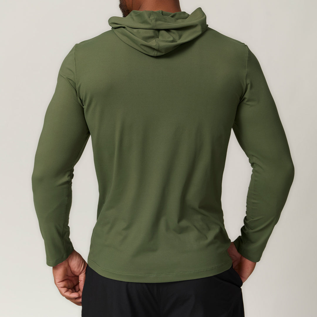 Herren Longsleeve mit Kapuze und feuchtigkeitstransportierender Technologie Drune