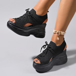 Damen Sneaker-Sandaletten mit atmungsaktivem Strickdesign und komfortablem Plateau Drune